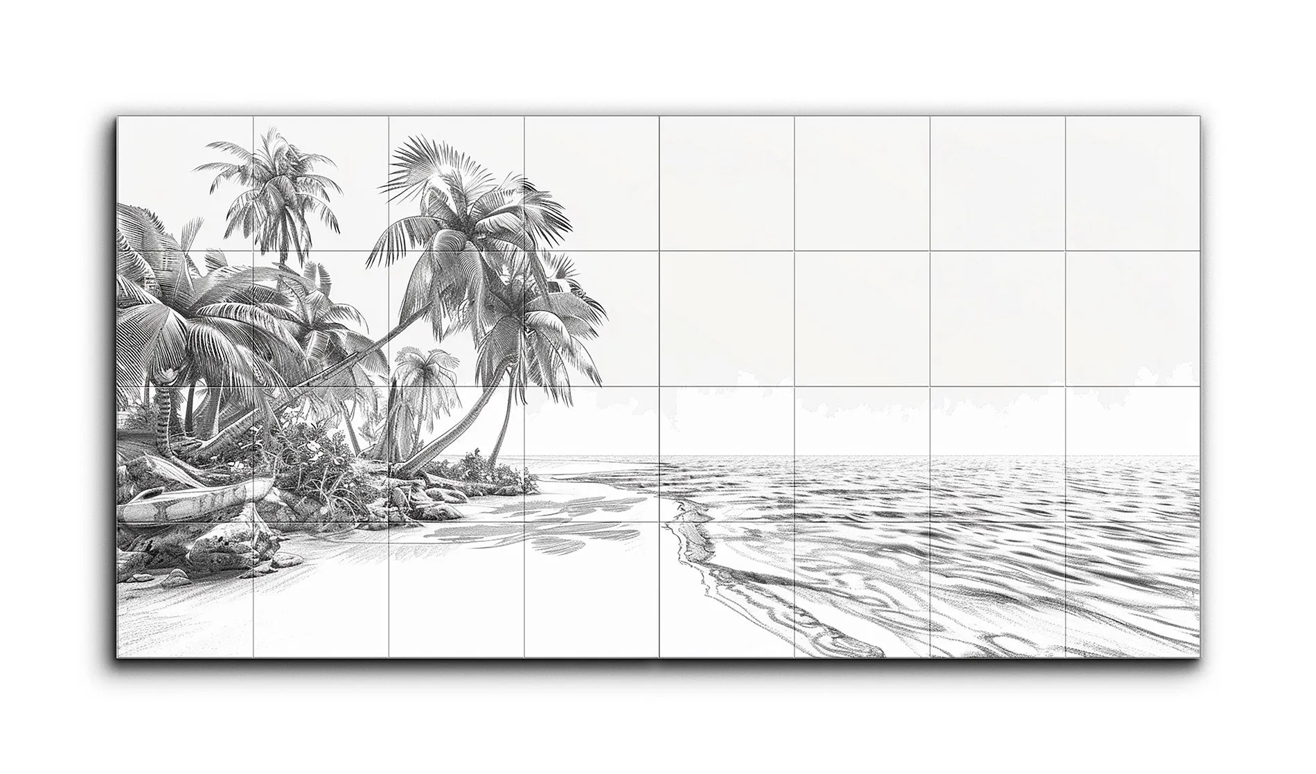 Serene Tropical Beach Drawing