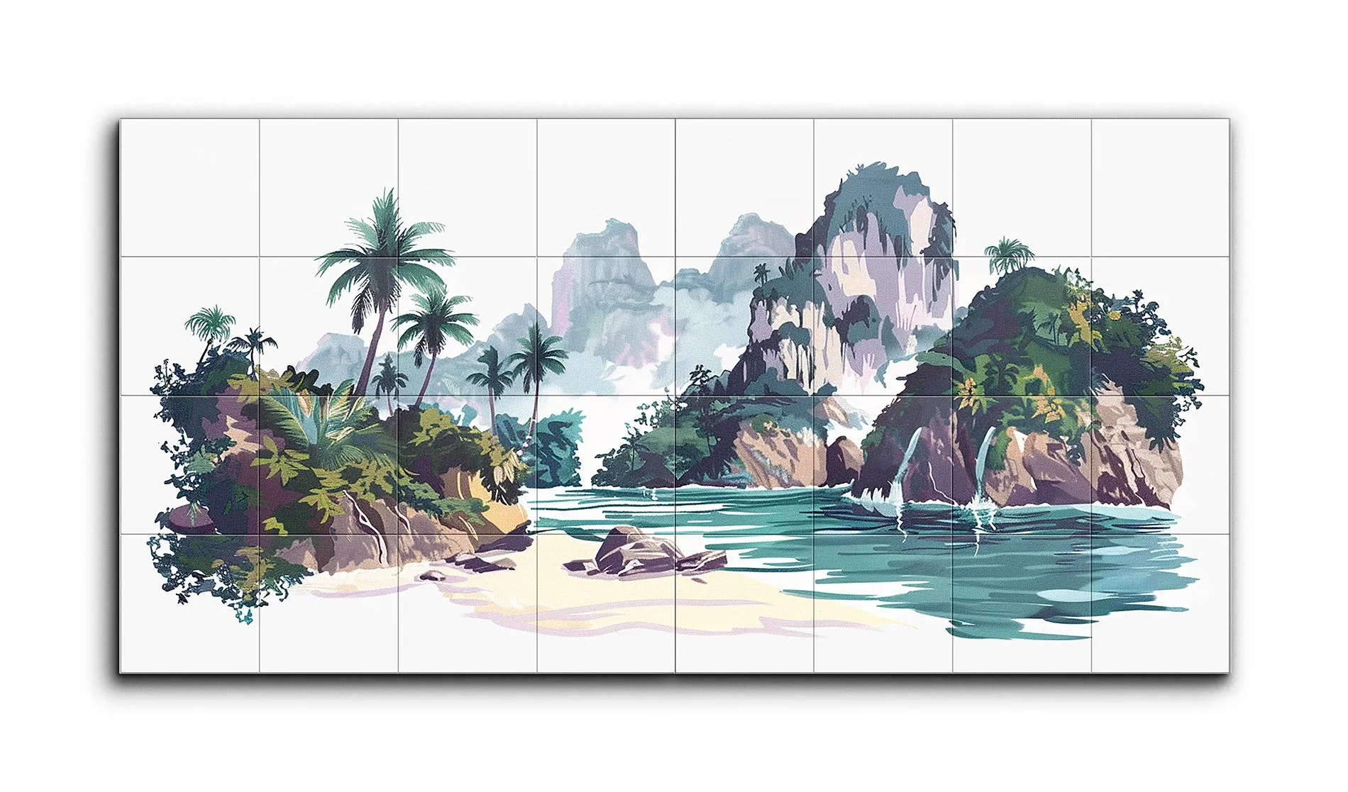 Serene Tropical Paradise: Two-Panel Artwork