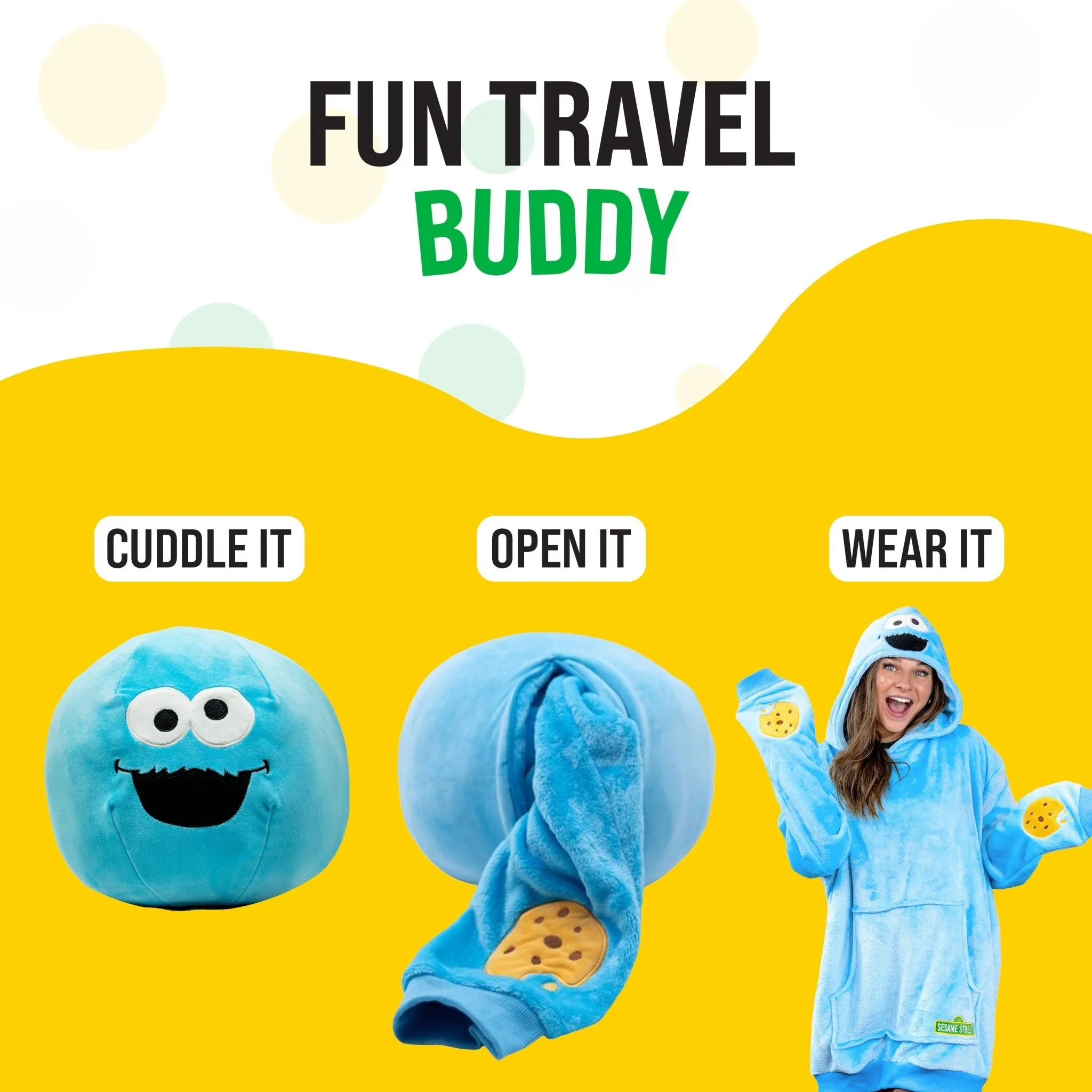 Sesame Street Cookie Monster Adult Snugible | Blanket Hoodie & Pillow