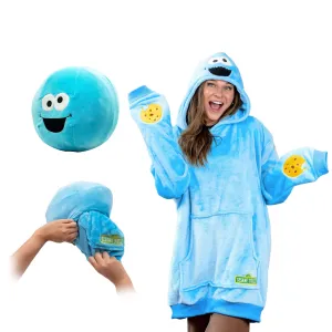 Sesame Street Cookie Monster Adult Snugible | Blanket Hoodie & Pillow