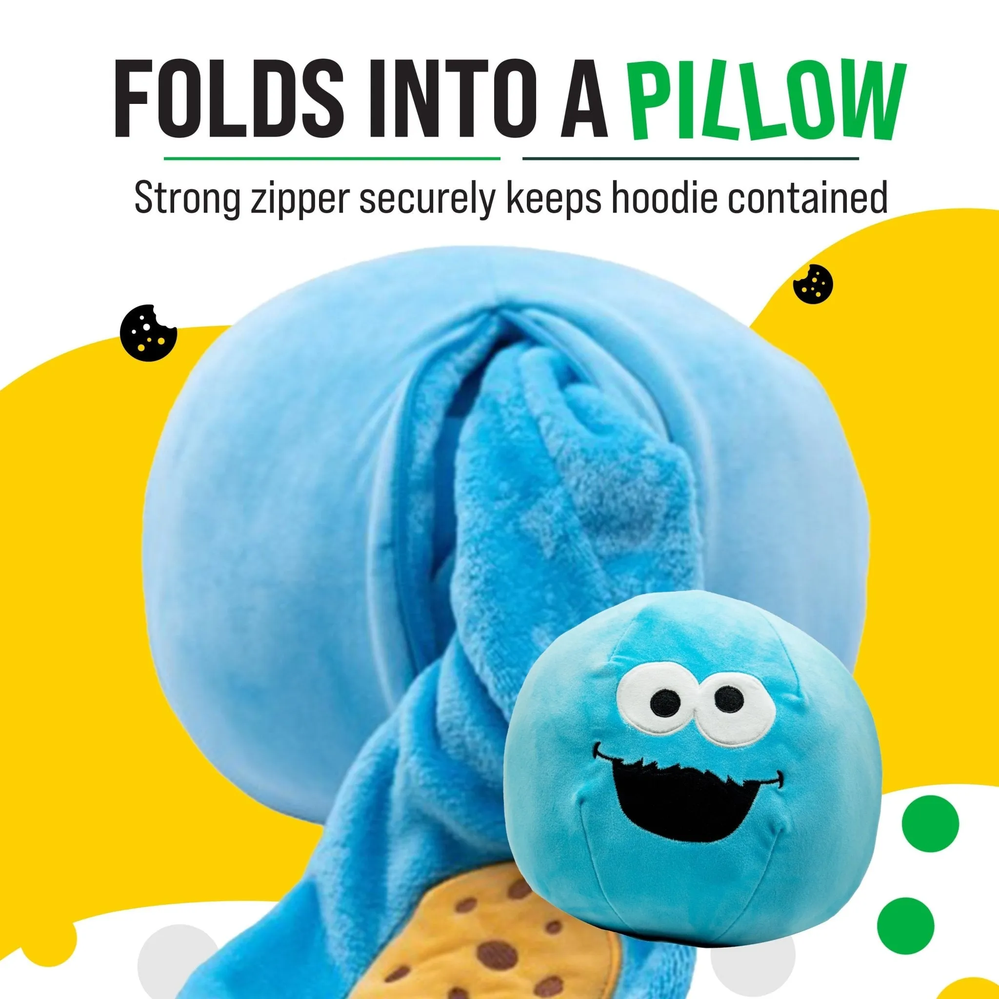 Sesame Street Cookie Monster Adult Snugible | Blanket Hoodie & Pillow