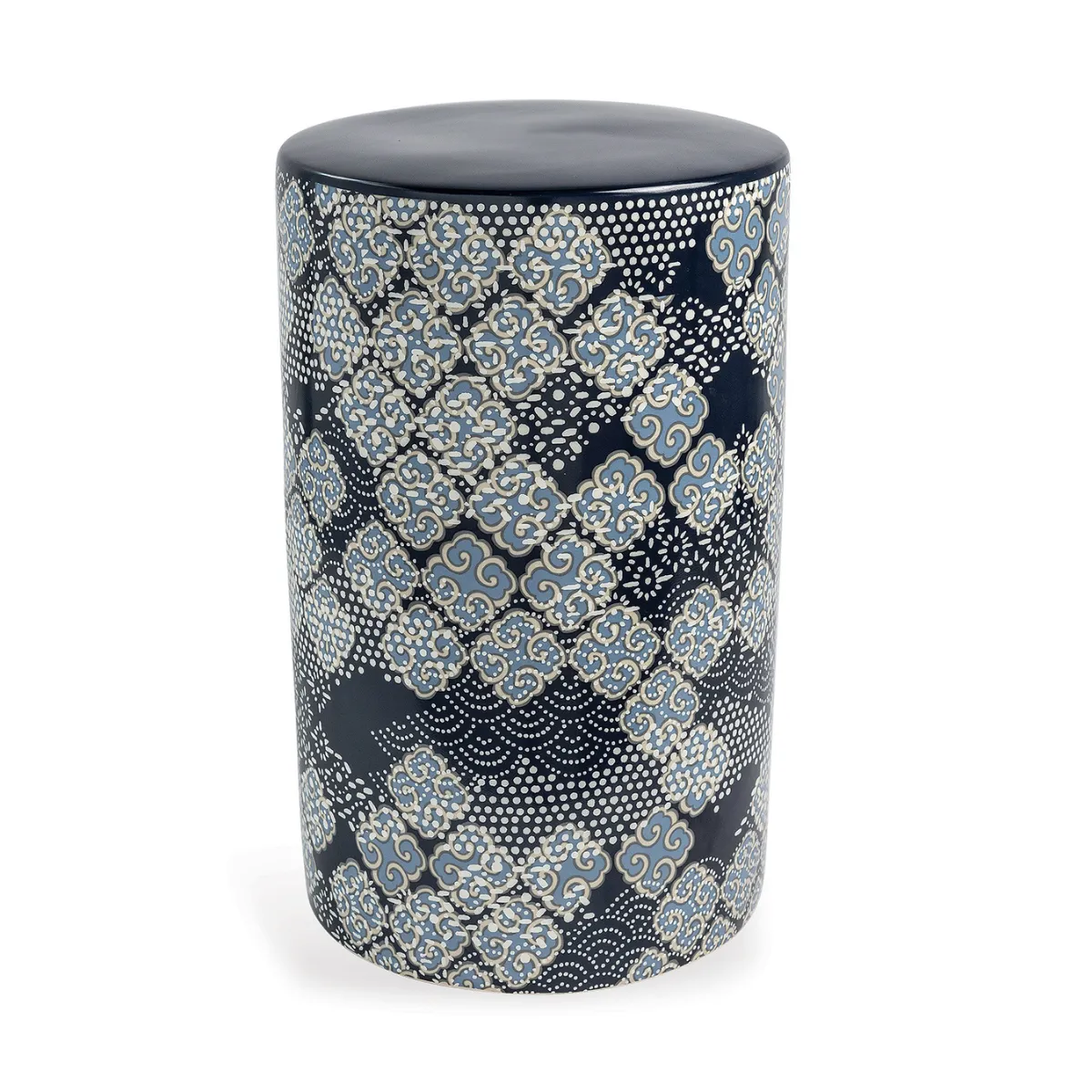 Shoal Bay Navy Blue/White Porcelain Garden Stool