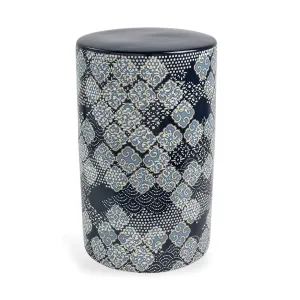 Shoal Bay Navy Blue/White Porcelain Garden Stool