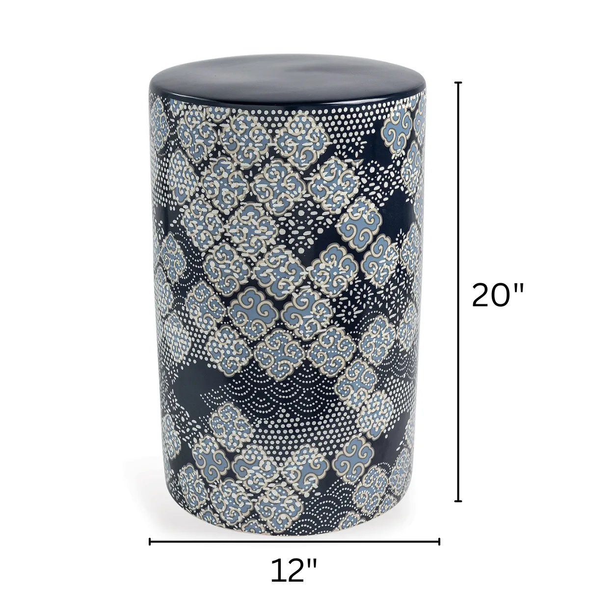 Shoal Bay Navy Blue/White Porcelain Garden Stool