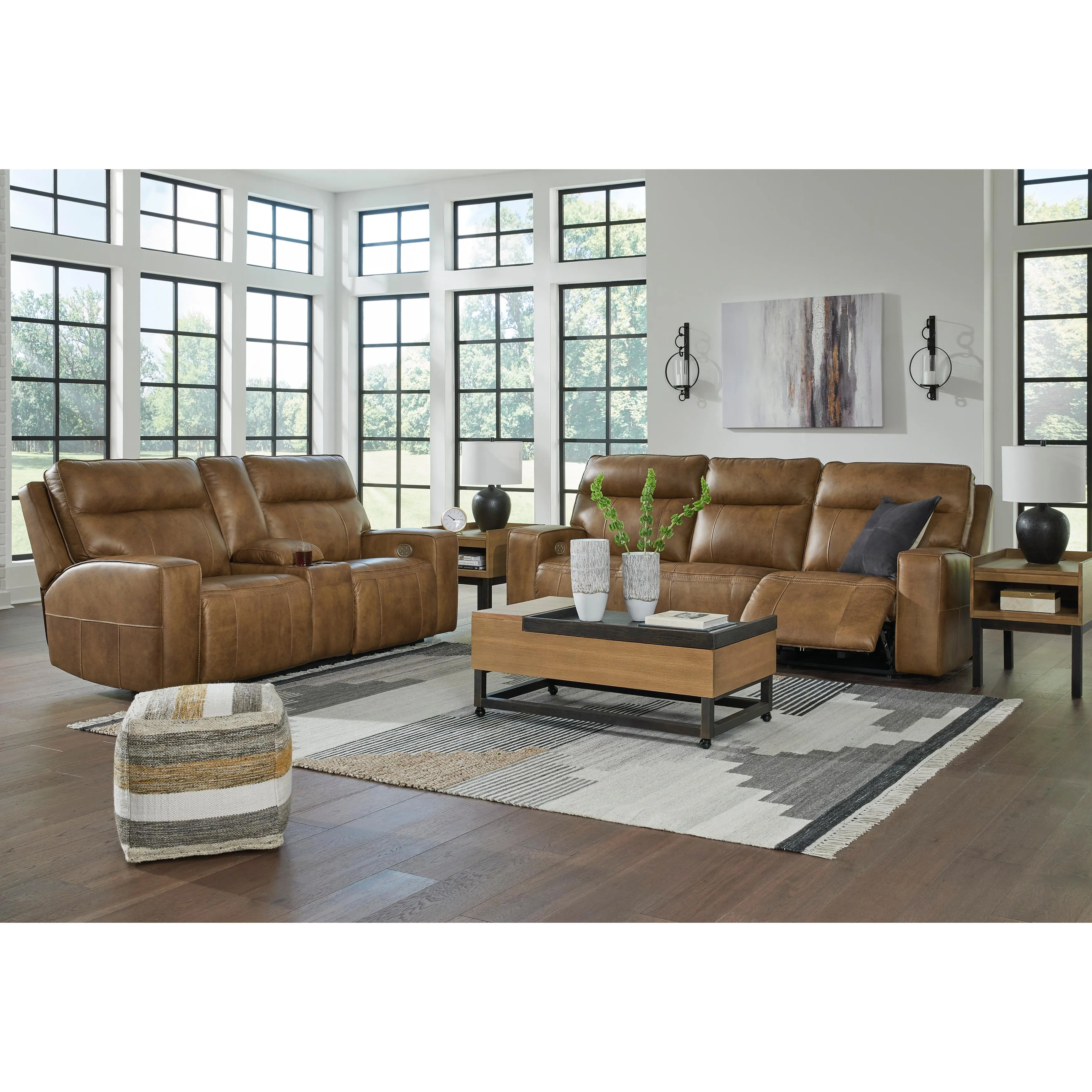 Signature Design by Ashley Game Plan Power Reclining Leather Sofa U1520615