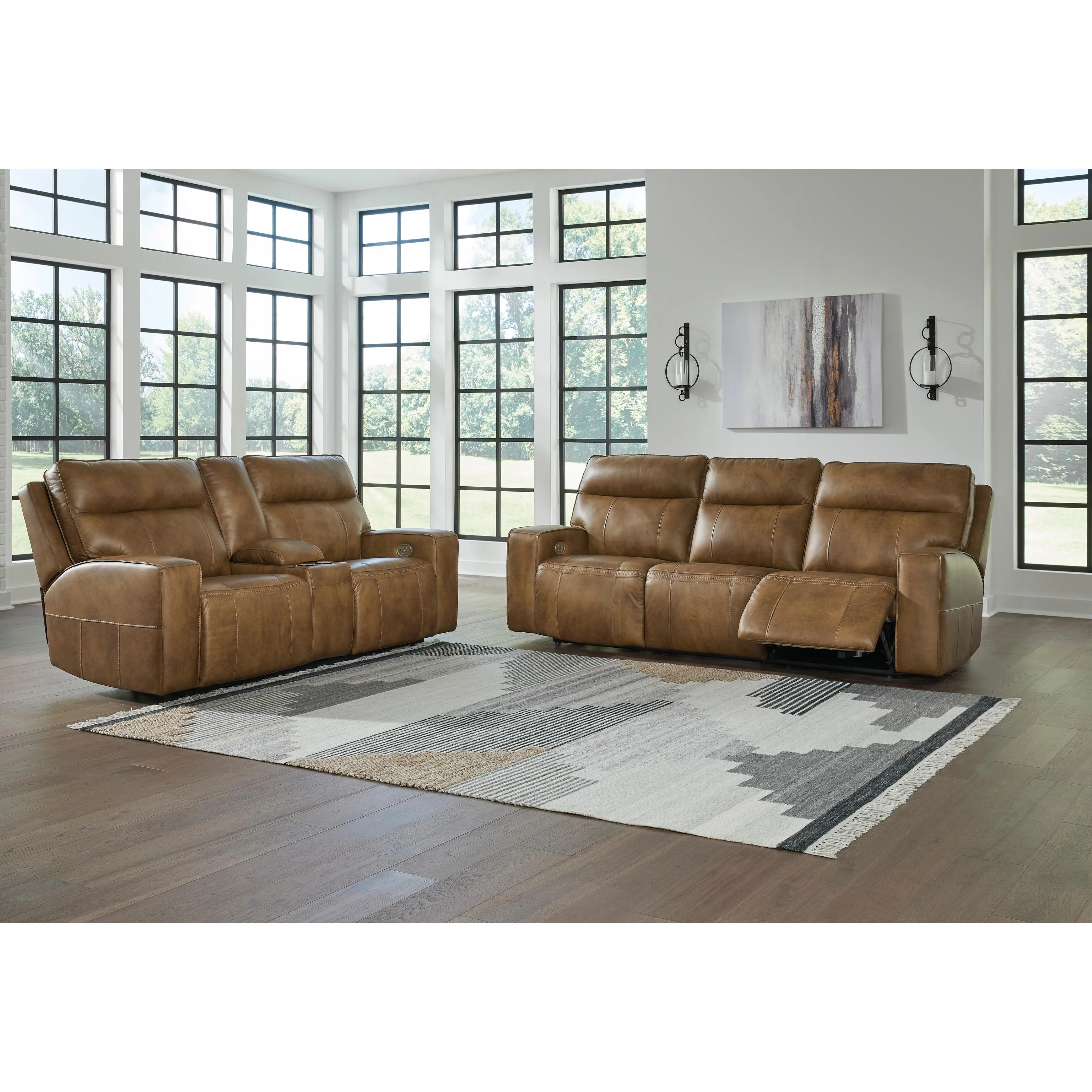 Signature Design by Ashley Game Plan Power Reclining Leather Sofa U1520615