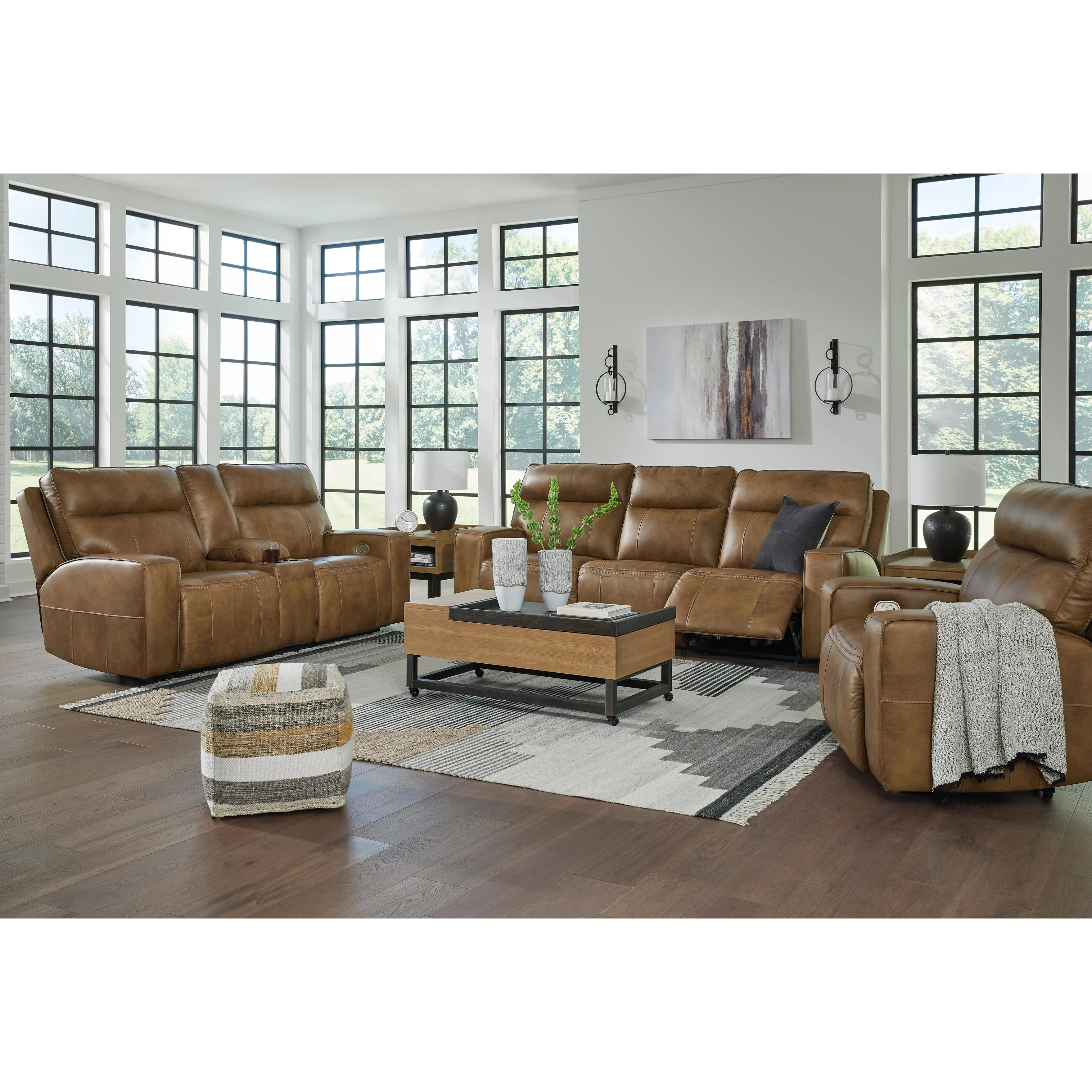 Signature Design by Ashley Game Plan Power Reclining Leather Sofa U1520615