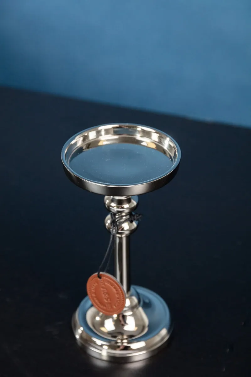 Small Silver Pillar Candle Holder