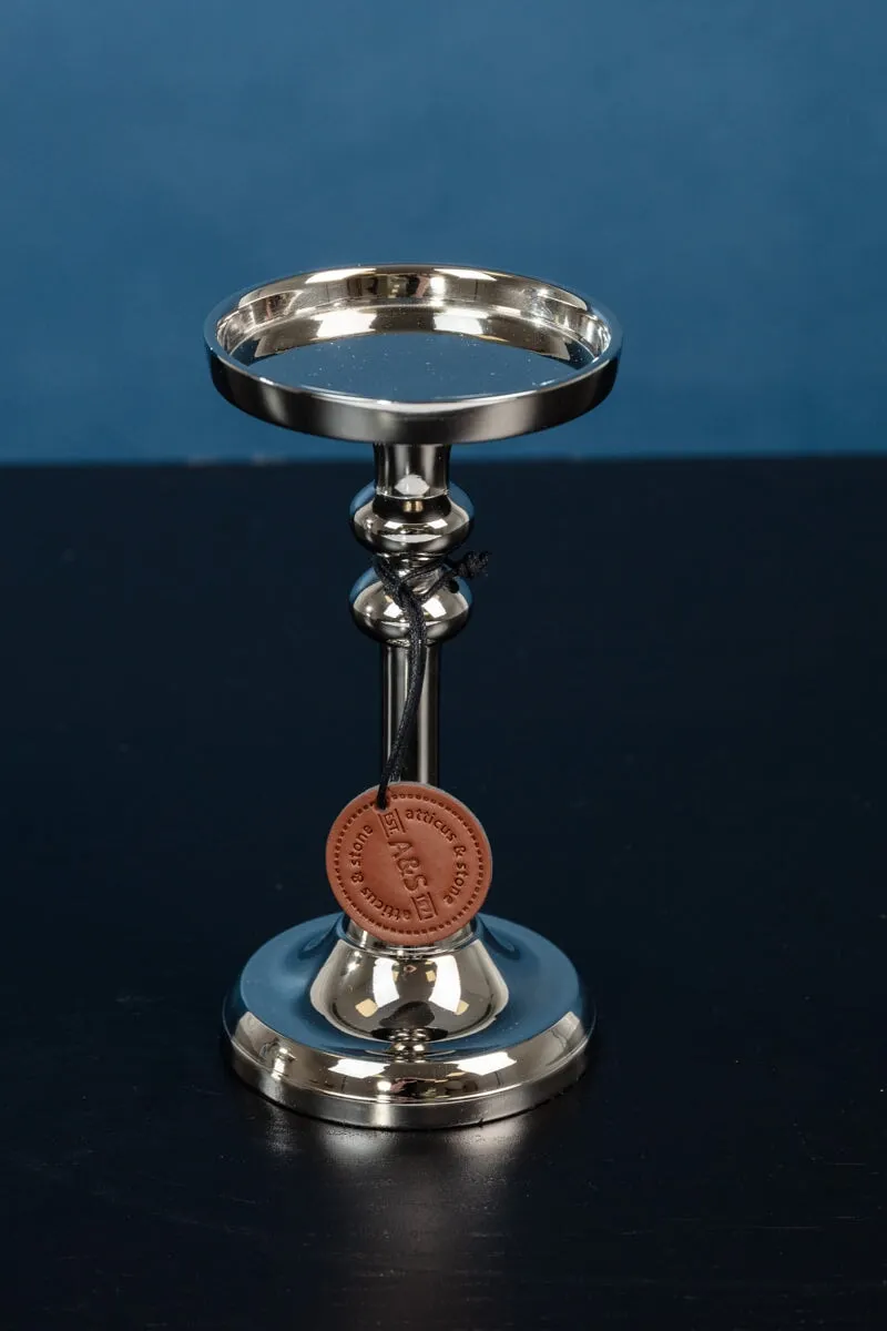 Small Silver Pillar Candle Holder