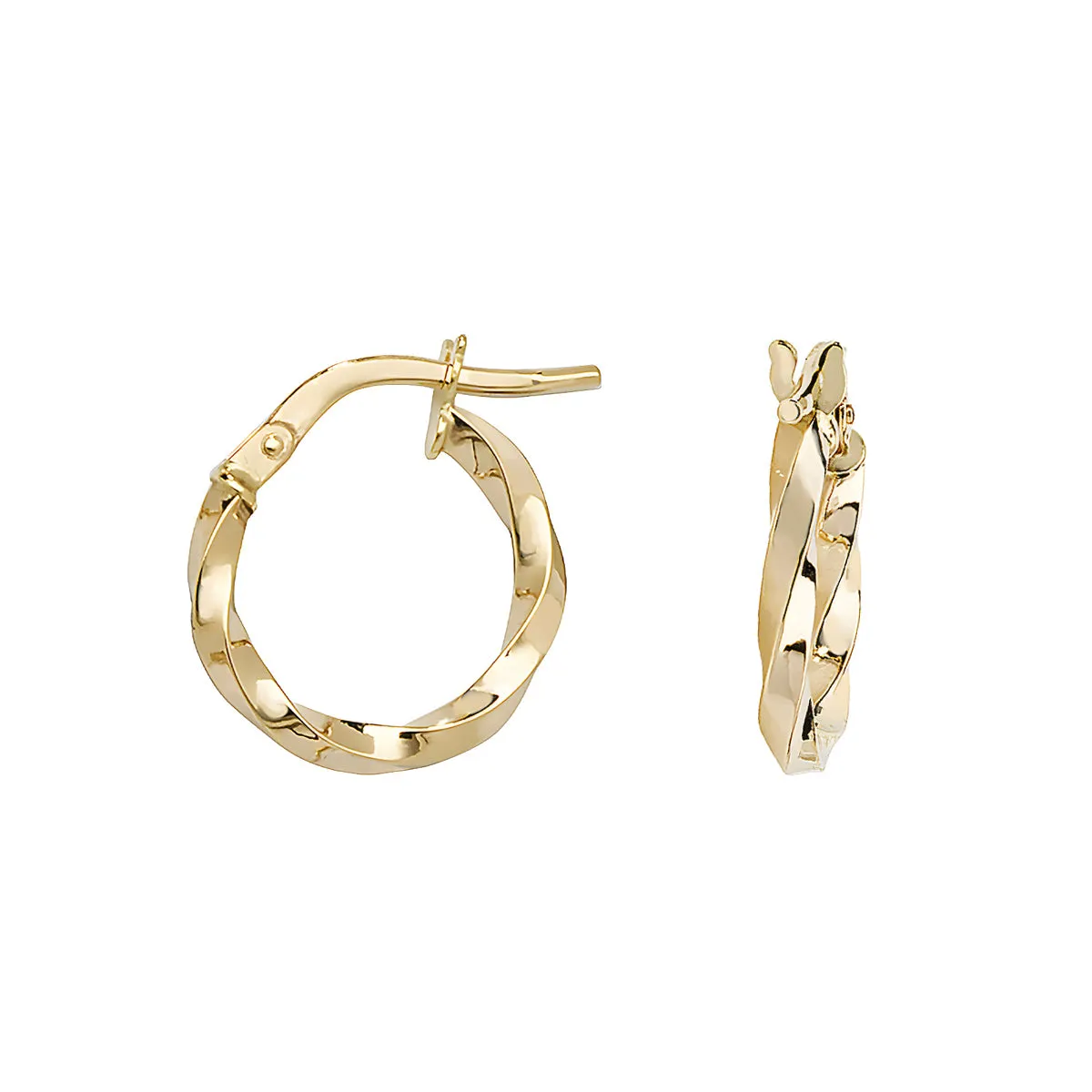 Soleil Collection 8mm Twist Hoop Earrings | 9K Solid Yellow Gold