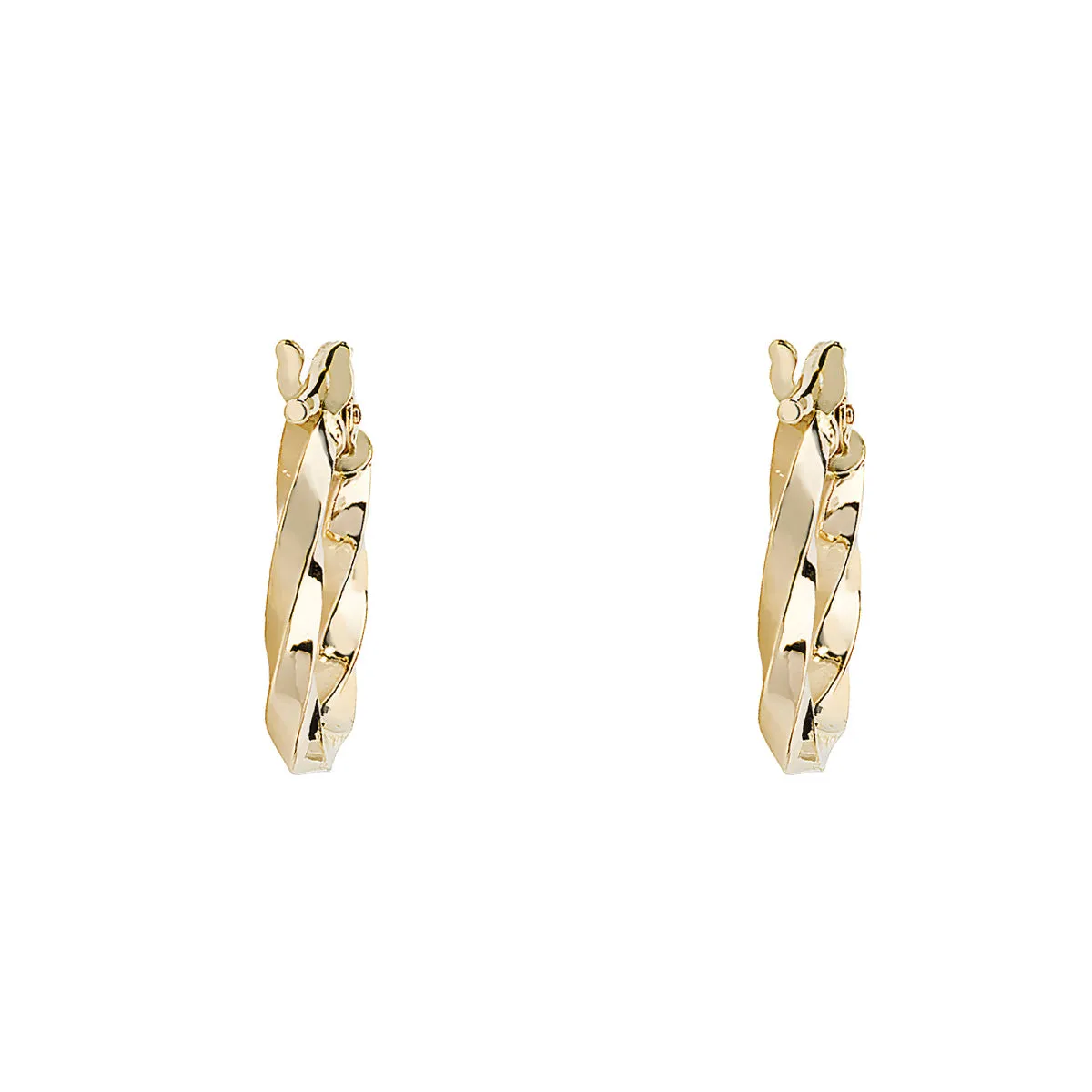 Soleil Collection 8mm Twist Hoop Earrings | 9K Solid Yellow Gold