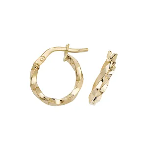 Soleil Collection 8mm Twist Hoop Earrings | 9K Solid Yellow Gold
