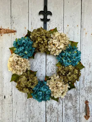 Spring Sky Coastal Hydrangea Wreath