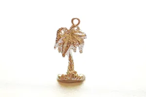 Sterling Silver Wholesale Tropical Palm Tree Charm Pendant- 925 Tree, Silver Coconut Tree, Silver Pine Tree Charm, Hawaiian, 237