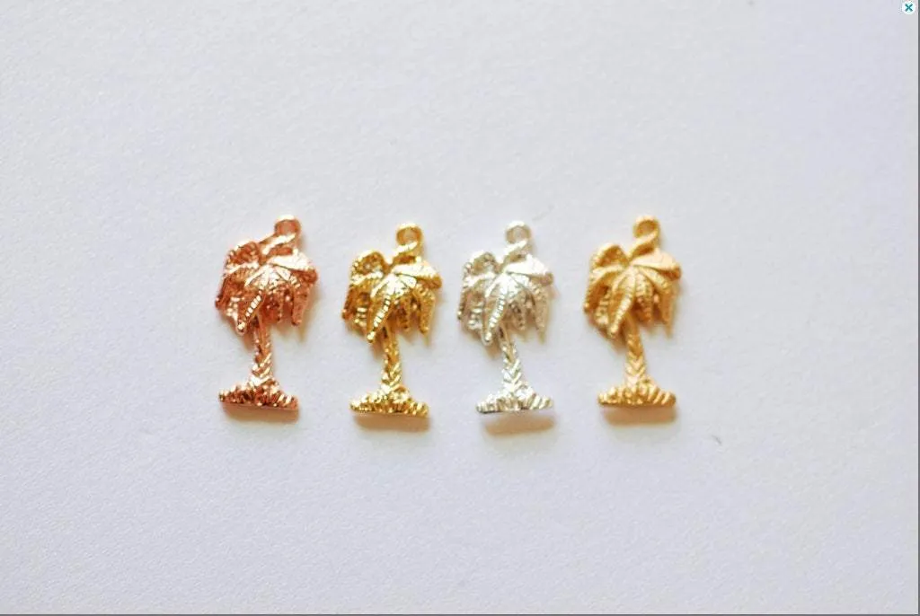 Sterling Silver Wholesale Tropical Palm Tree Charm Pendant- 925 Tree, Silver Coconut Tree, Silver Pine Tree Charm, Hawaiian, 237