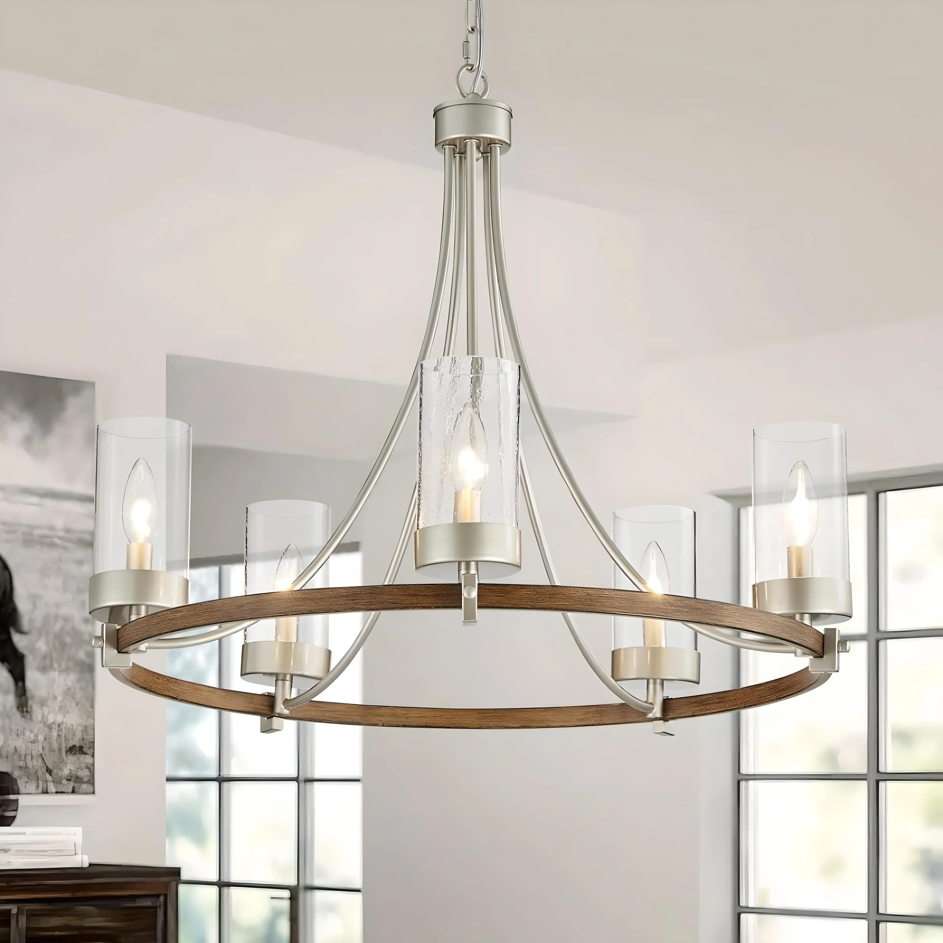 Tegernsee - Wagon Wheel Rustic Chandelier
