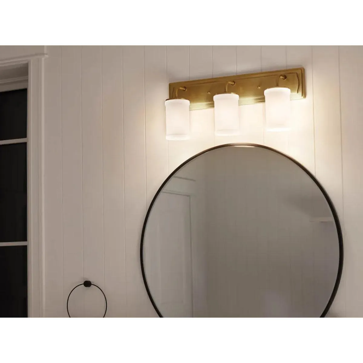 Vetivene 24 In 3-Lights Bathroom Vanity Light With Opal Glass, Gold Finish