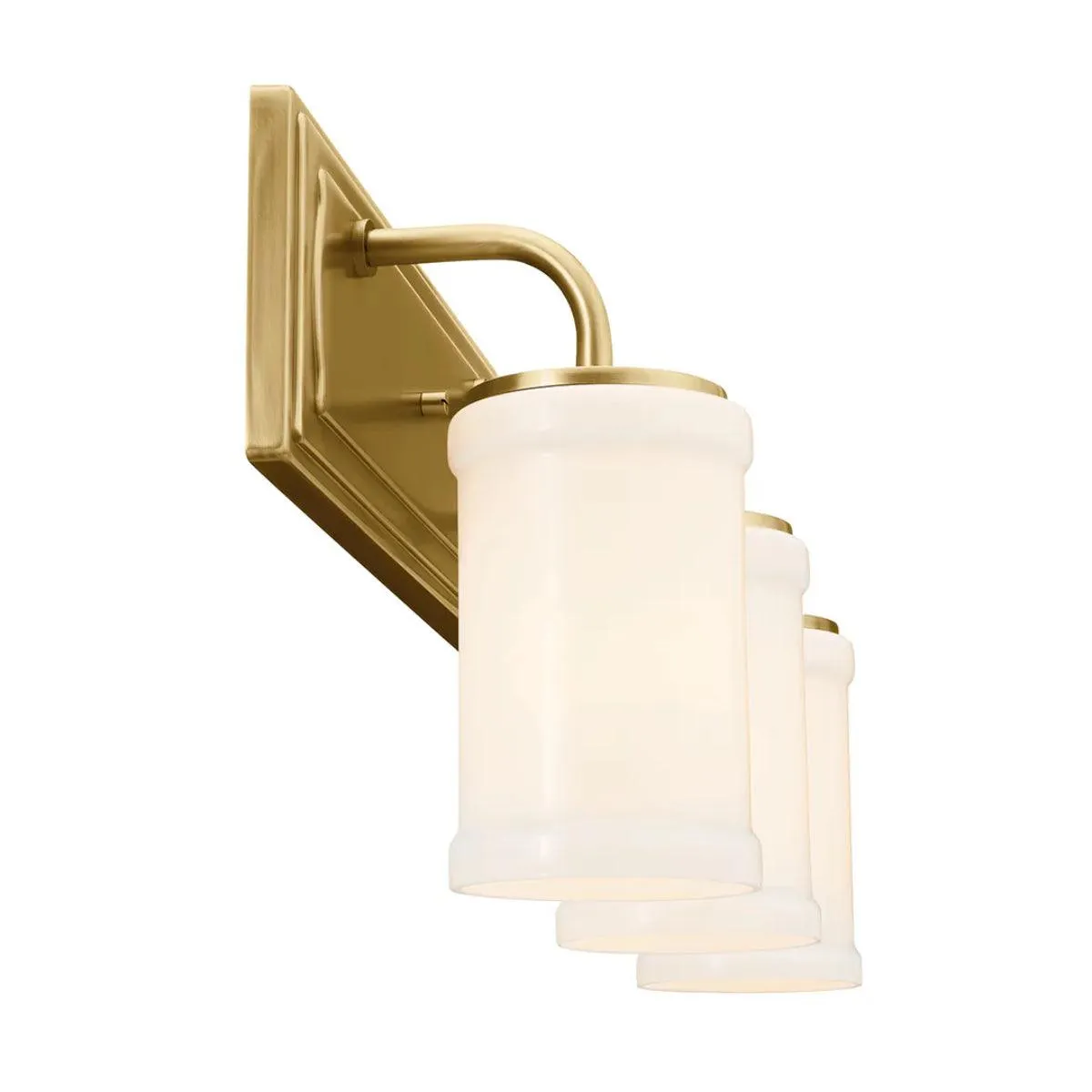 Vetivene 24 In 3-Lights Bathroom Vanity Light With Opal Glass, Gold Finish