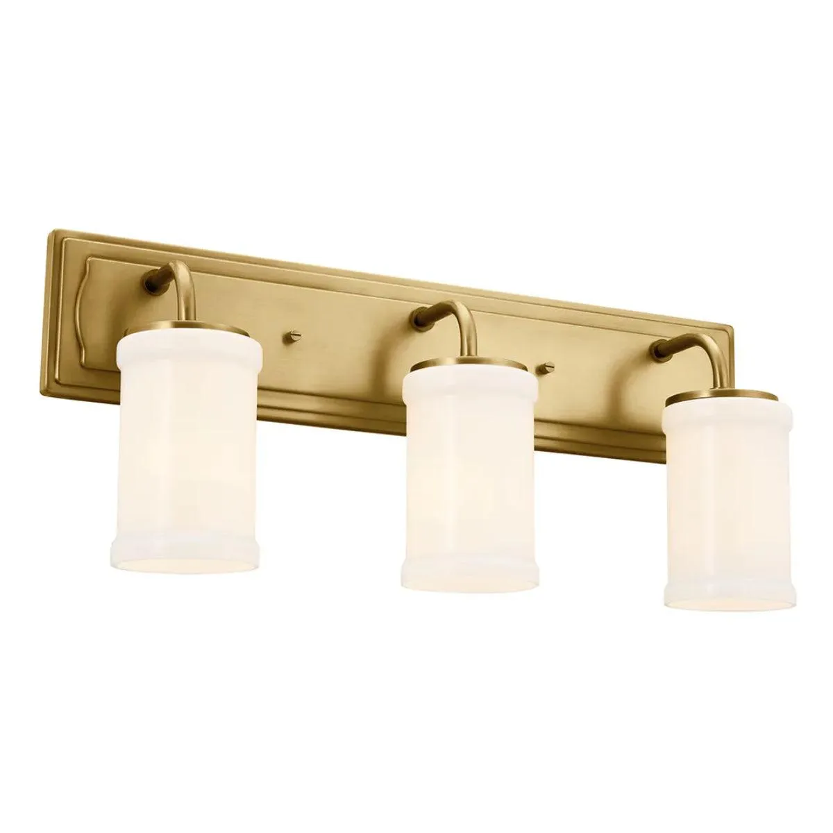 Vetivene 24 In 3-Lights Bathroom Vanity Light With Opal Glass, Gold Finish