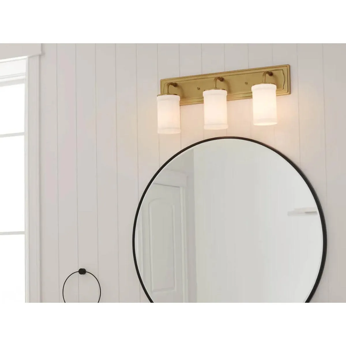 Vetivene 24 In 3-Lights Bathroom Vanity Light With Opal Glass, Gold Finish