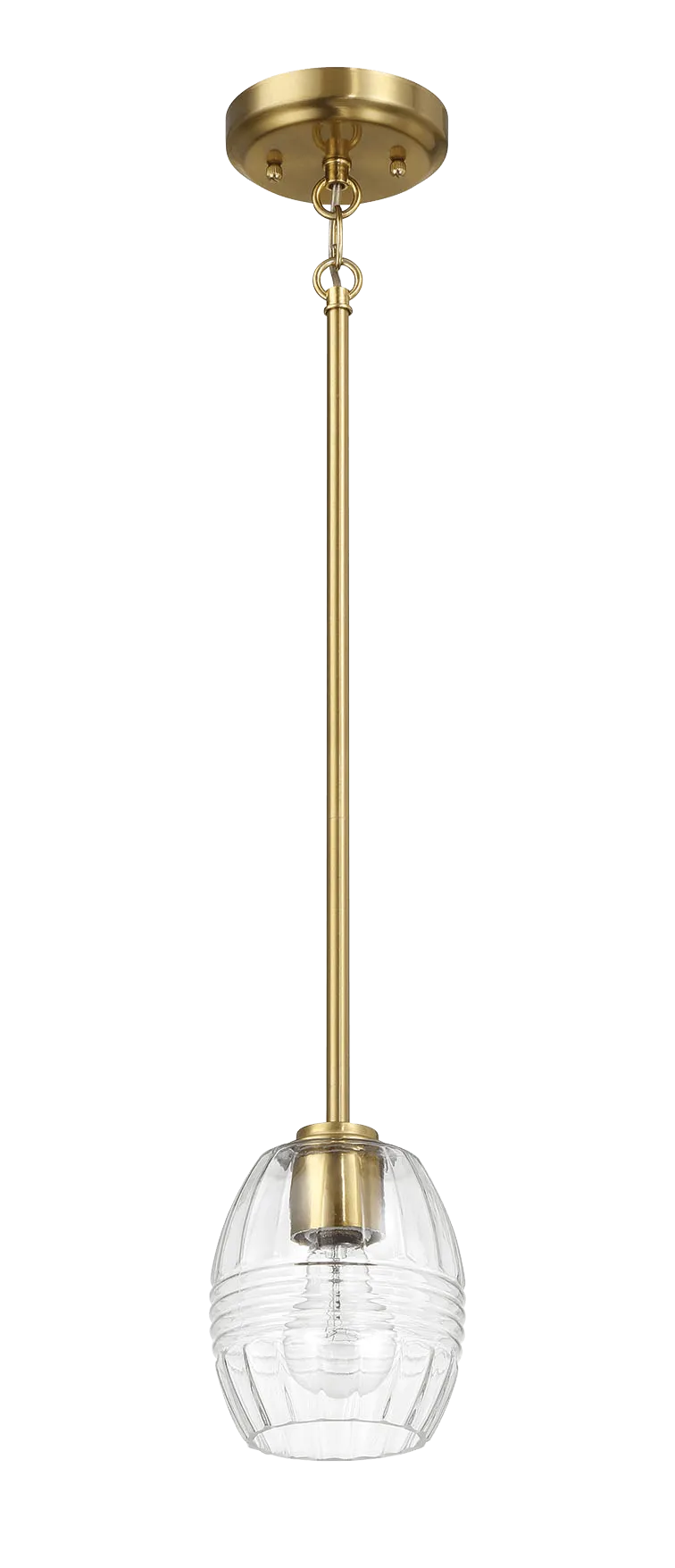 Vista Single Pendant Chain Hanging Light with Clear Glass - Satin Brass