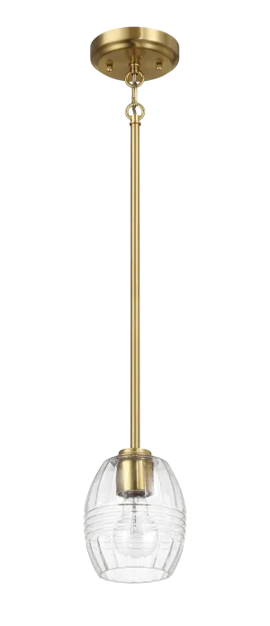 Vista Single Pendant Chain Hanging Light with Clear Glass - Satin Brass