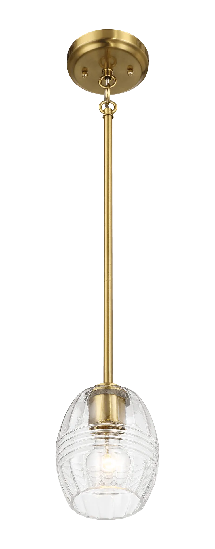 Vista Single Pendant Chain Hanging Light with Clear Glass - Satin Brass