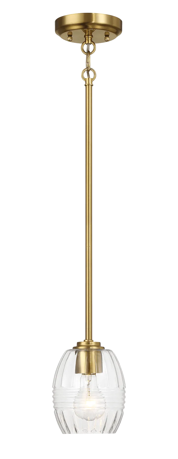 Vista Single Pendant Chain Hanging Light with Clear Glass - Satin Brass