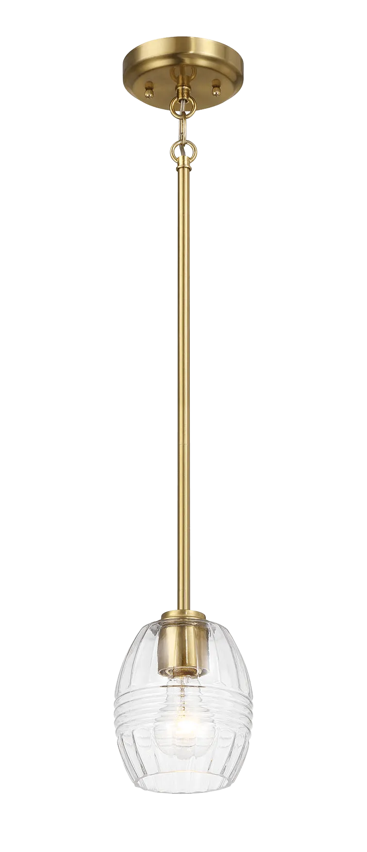 Vista Single Pendant Chain Hanging Light with Clear Glass - Satin Brass