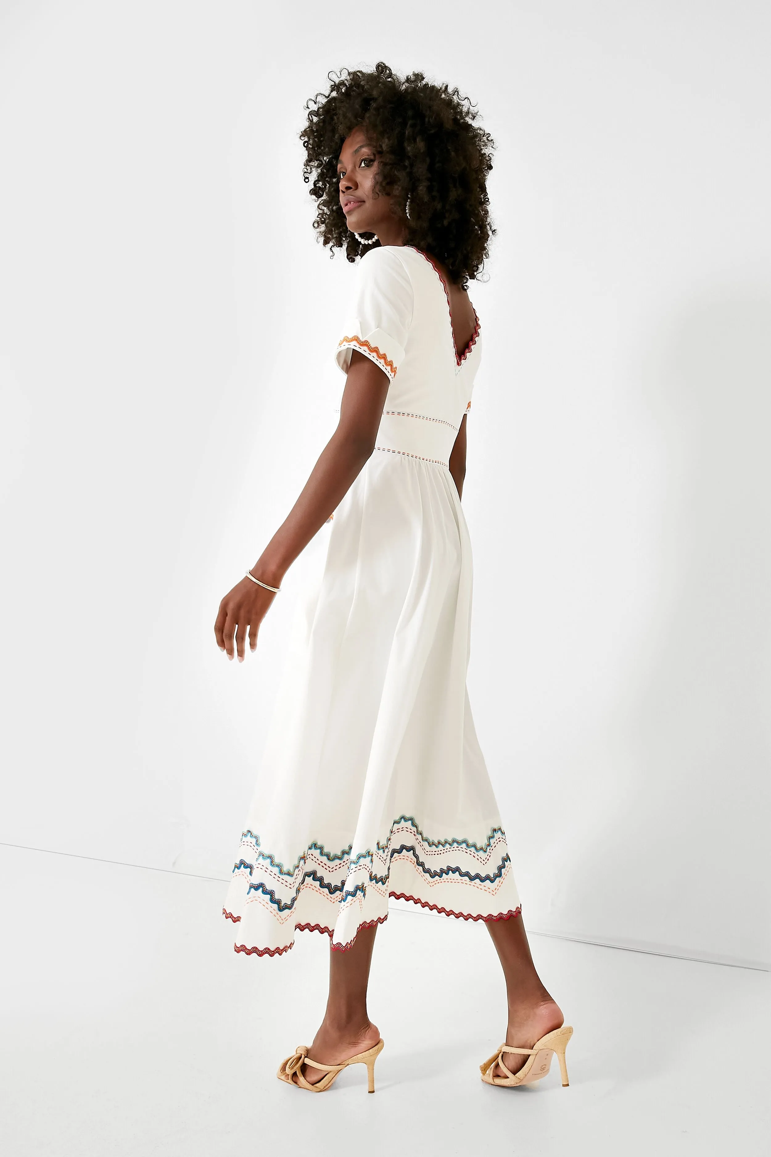 White and Ricrac Stitch Luella Midi Dress