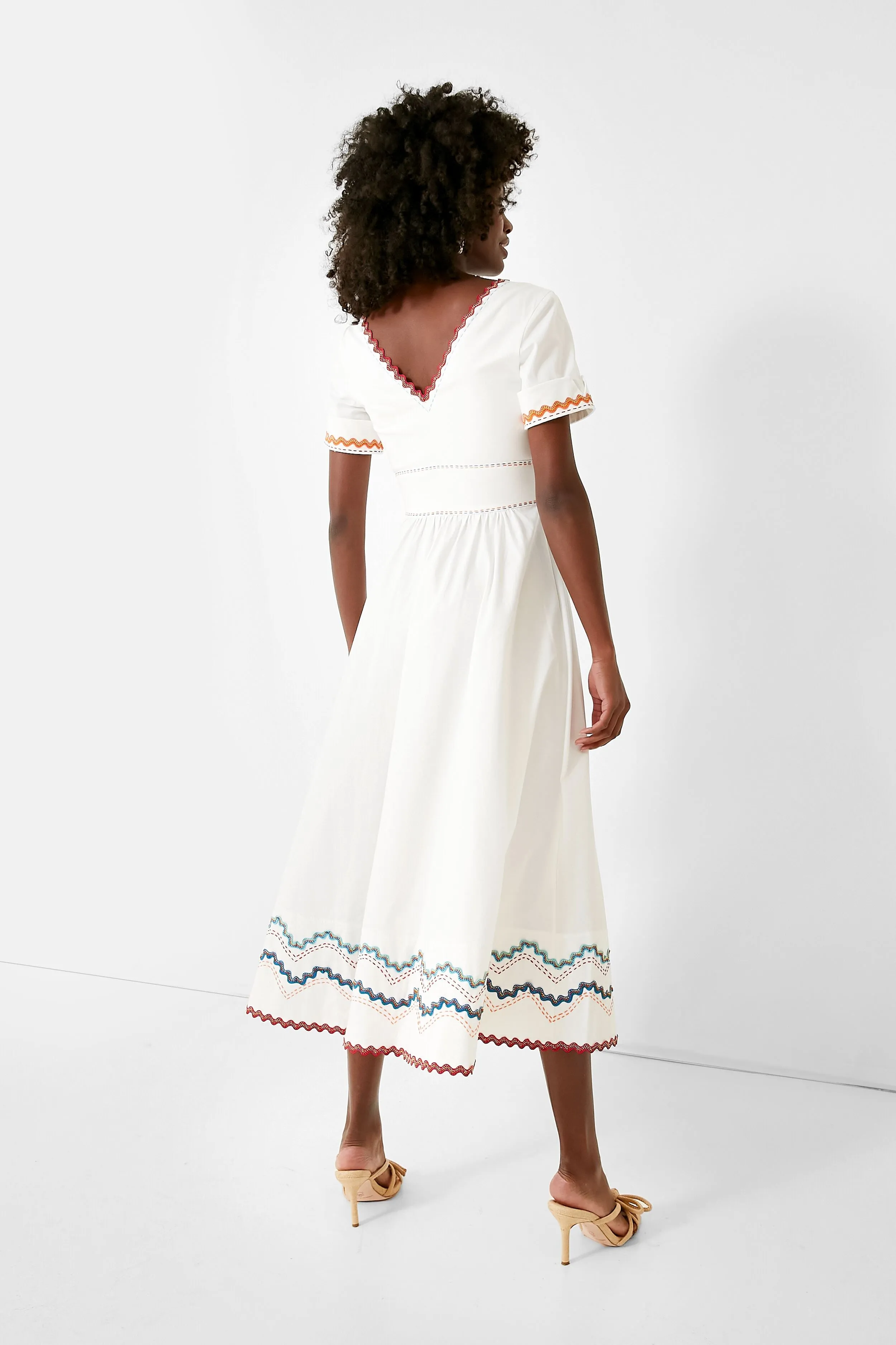 White and Ricrac Stitch Luella Midi Dress