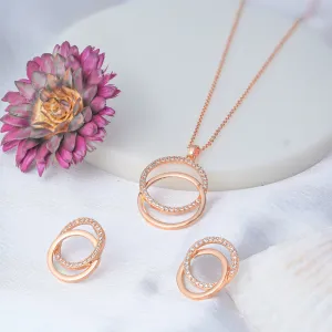 Zarder Rose Gold Designer Chain Pendant Set: Elevate Your Style with Elegance