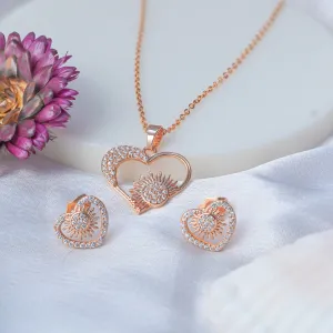 Zarder Rose Gold Designer Chain Pendant Set: Graceful Beauty in Every Detail