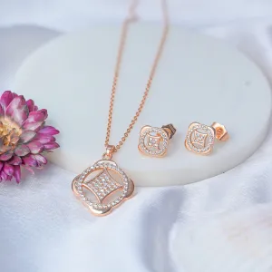 Zarder Rose Gold Designer Chain Pendant Set: Timeless Sophistication Defined